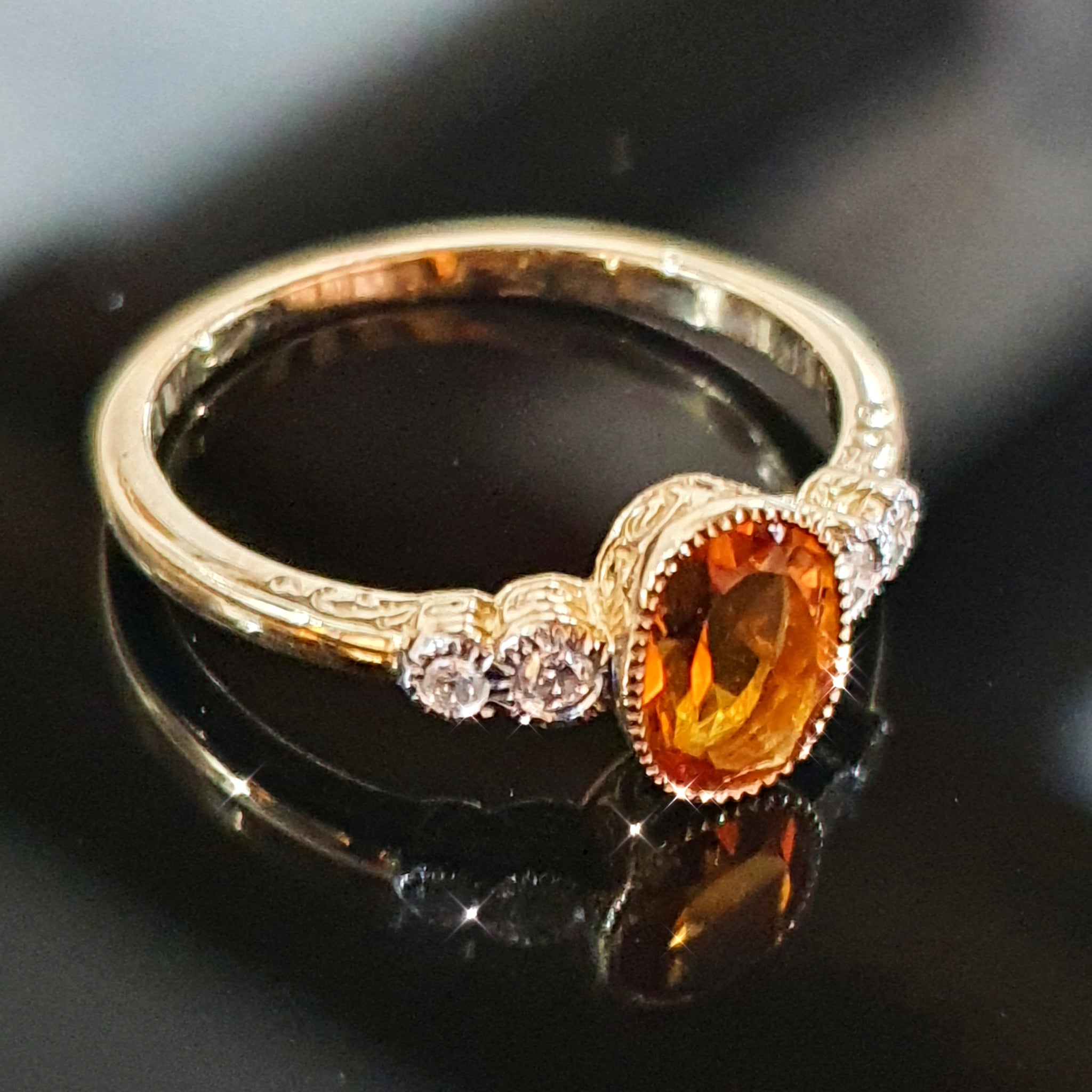 Citrine and diamond ring in 9ct yellow gold