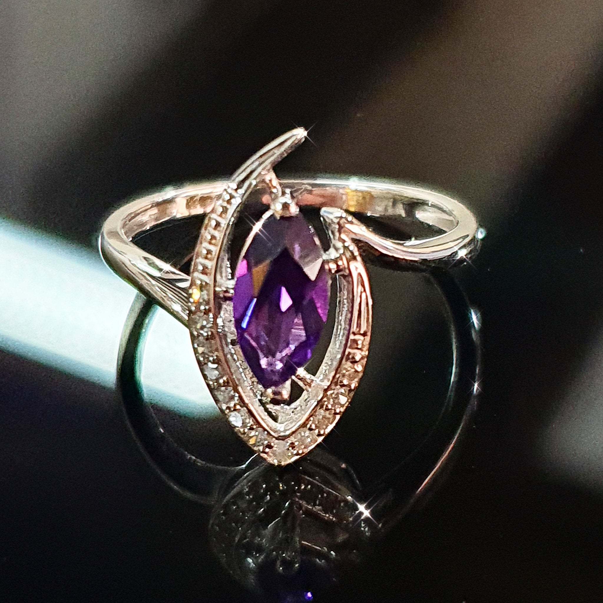 Amethyst and Diamond Ring set in 9ct