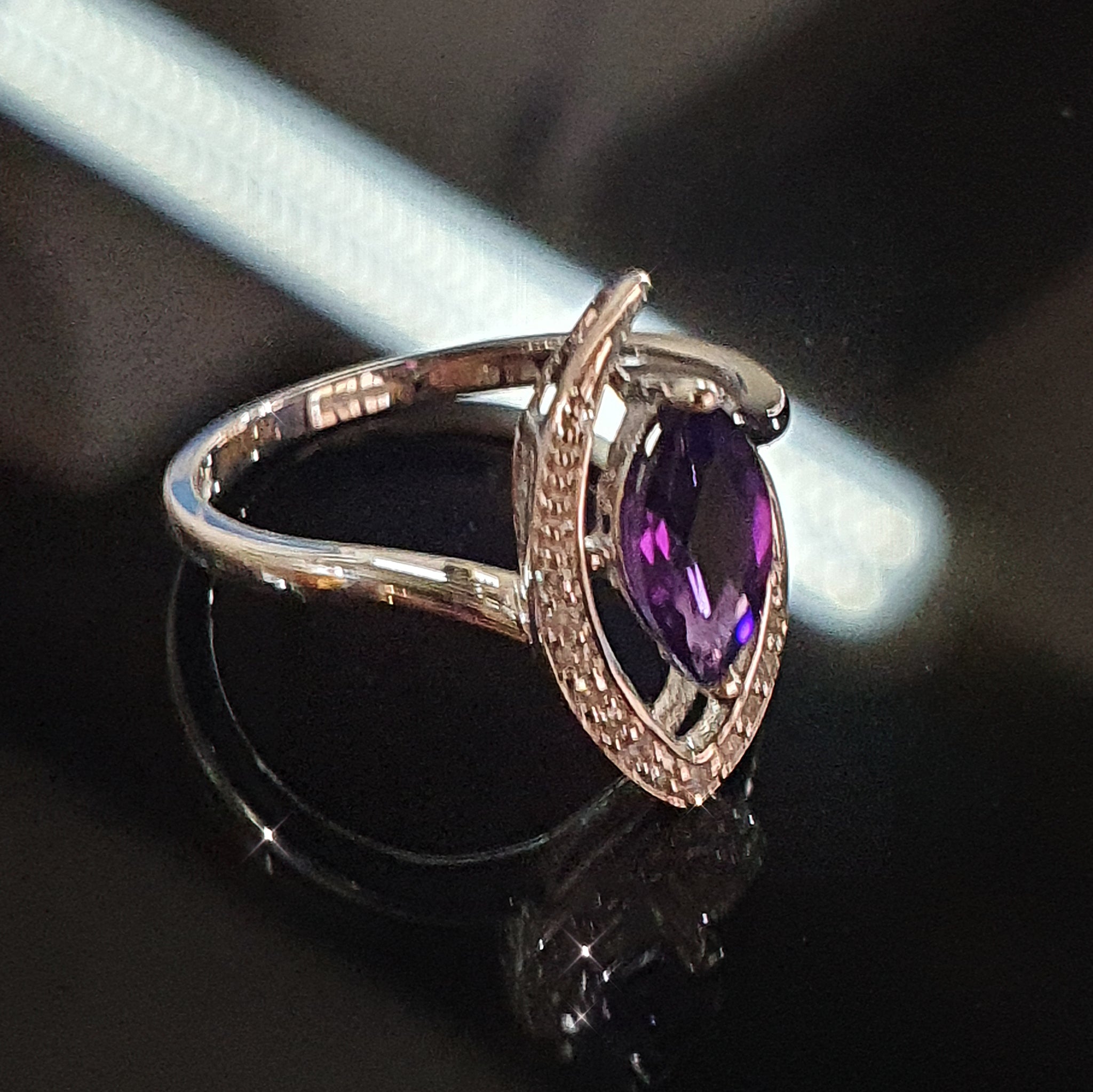 Amethyst and Diamond Ring set in 9ct
