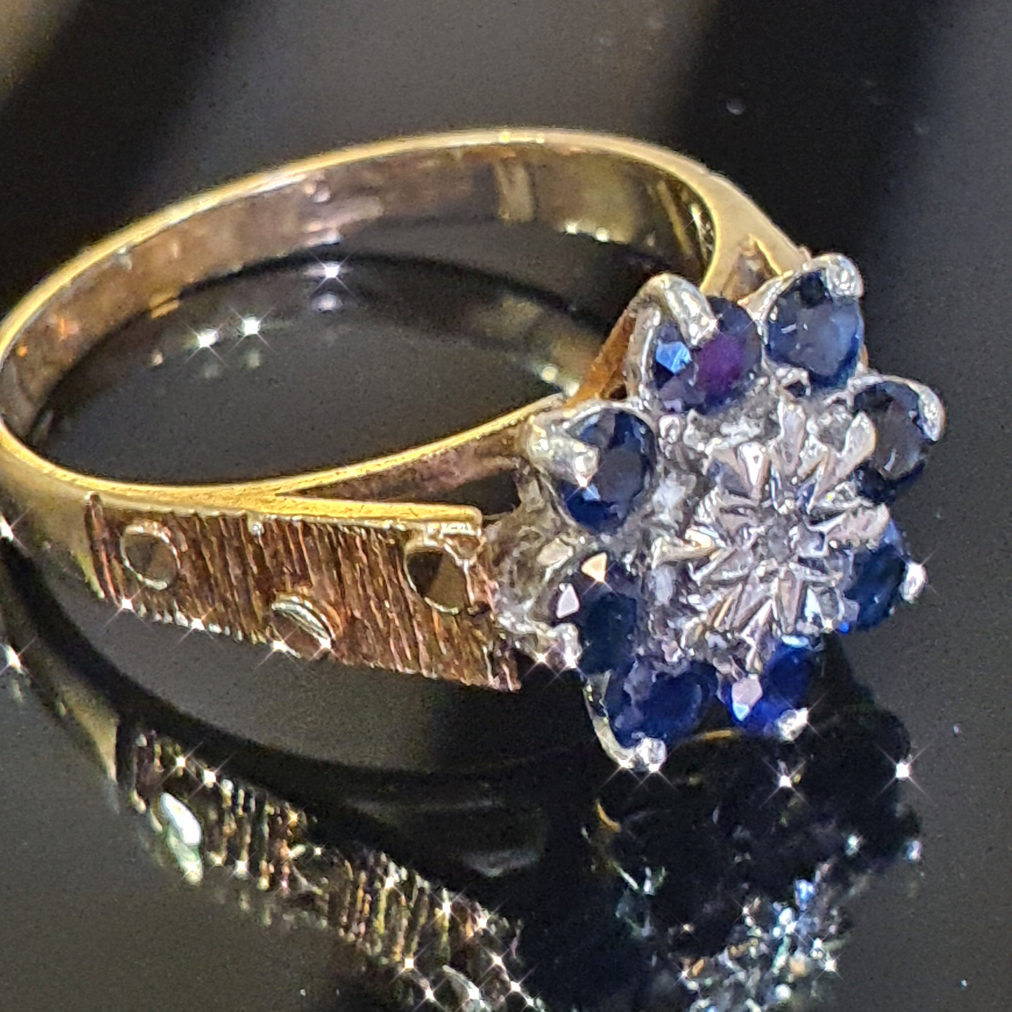 Sapphire and Diamond Ring set on 9ct Yellow Gold