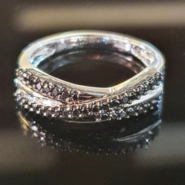Black Diamond ring set in 9ct White Gold