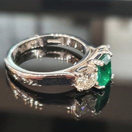Emerald and Diamond Platinum Ring