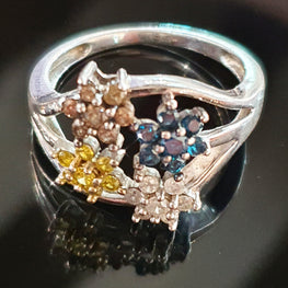 Coloured Diamond Ring set on Sterling SIlver
