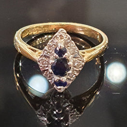 Sapphire and Diamond Ring set on 18ct Yellow Gold