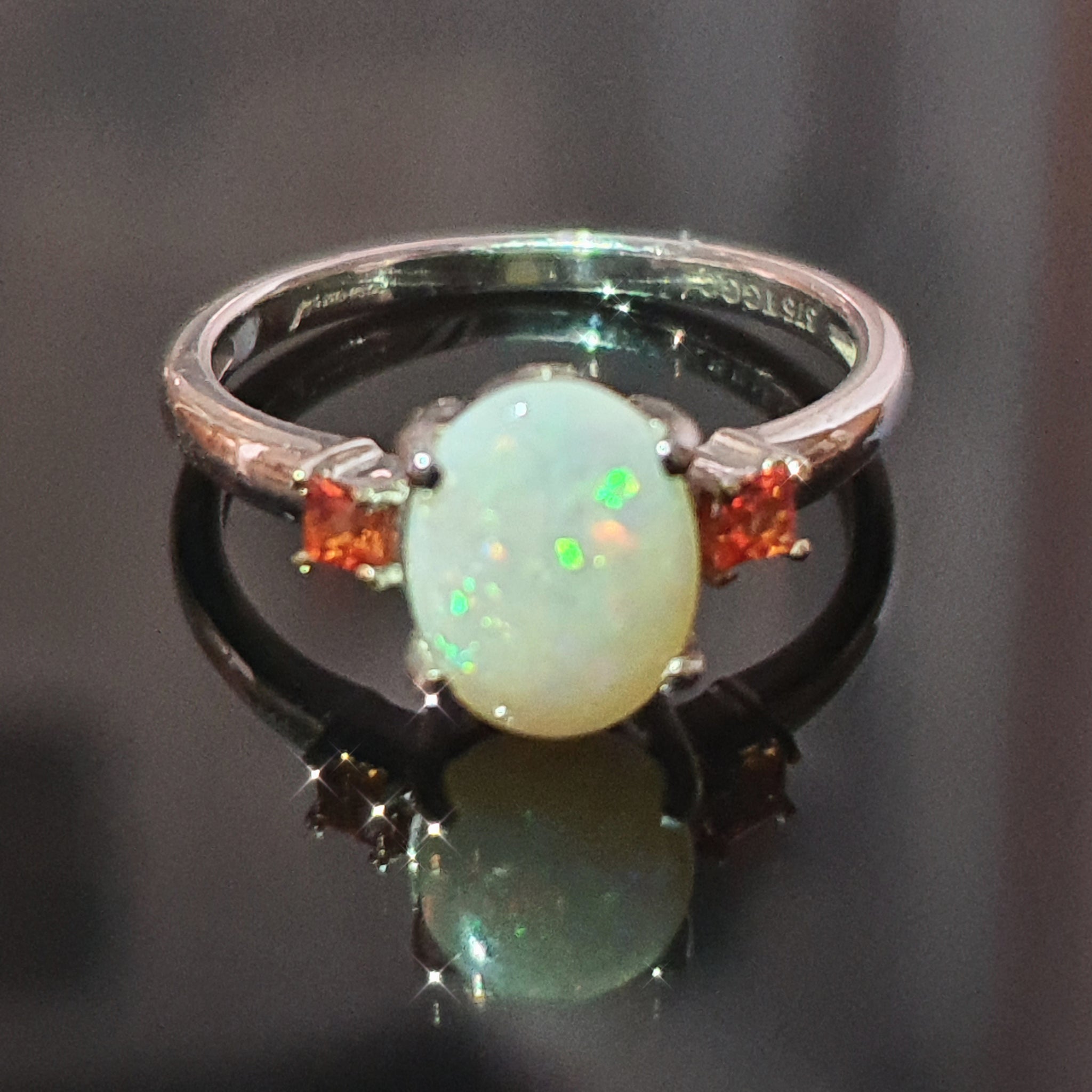 Opal and Orange Sapphire Ring