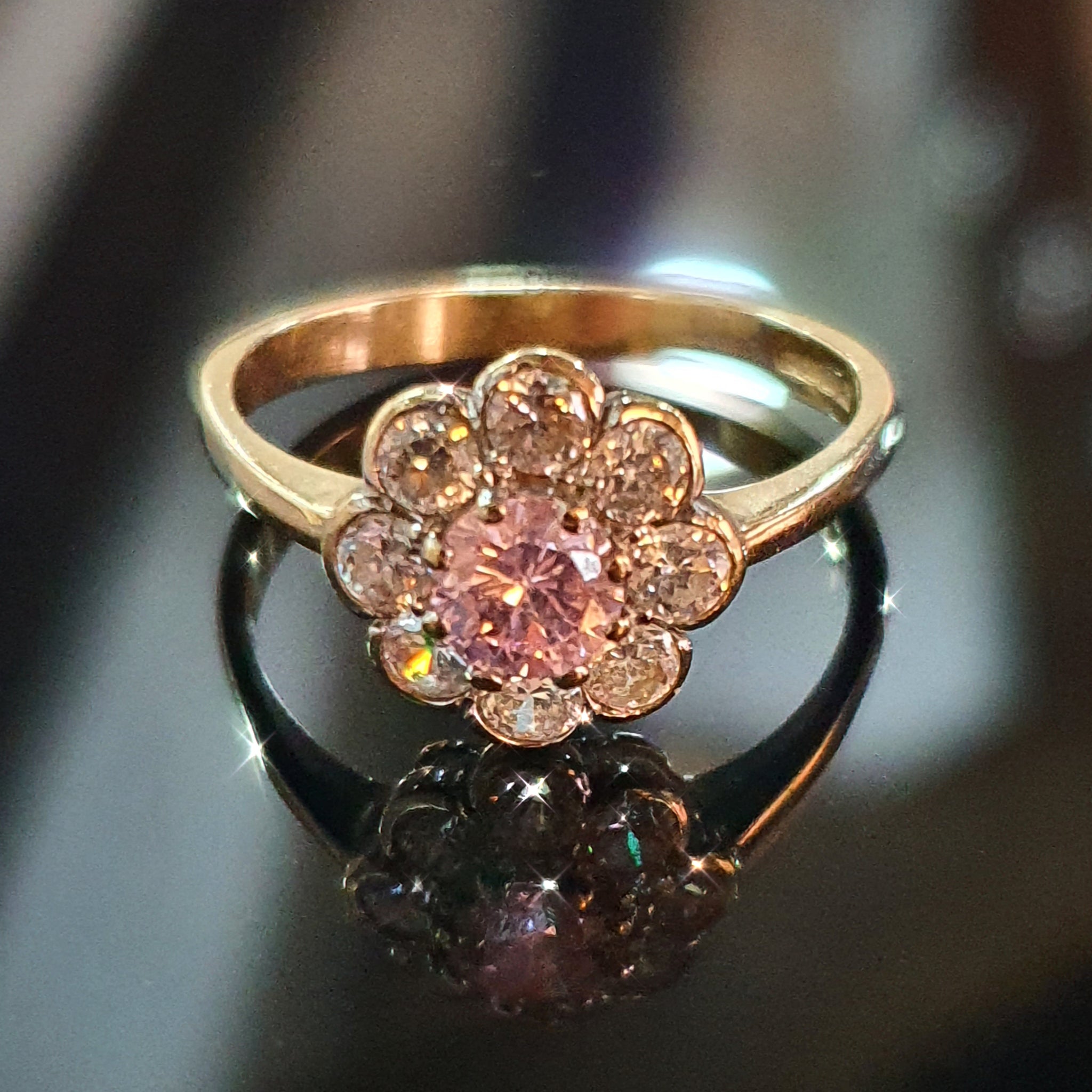 Pink CZ Ring set in 9ct Yellow Gold
