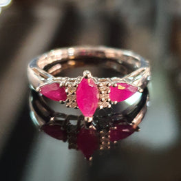 Ruby and Diamond Ring on 9ct White Gold