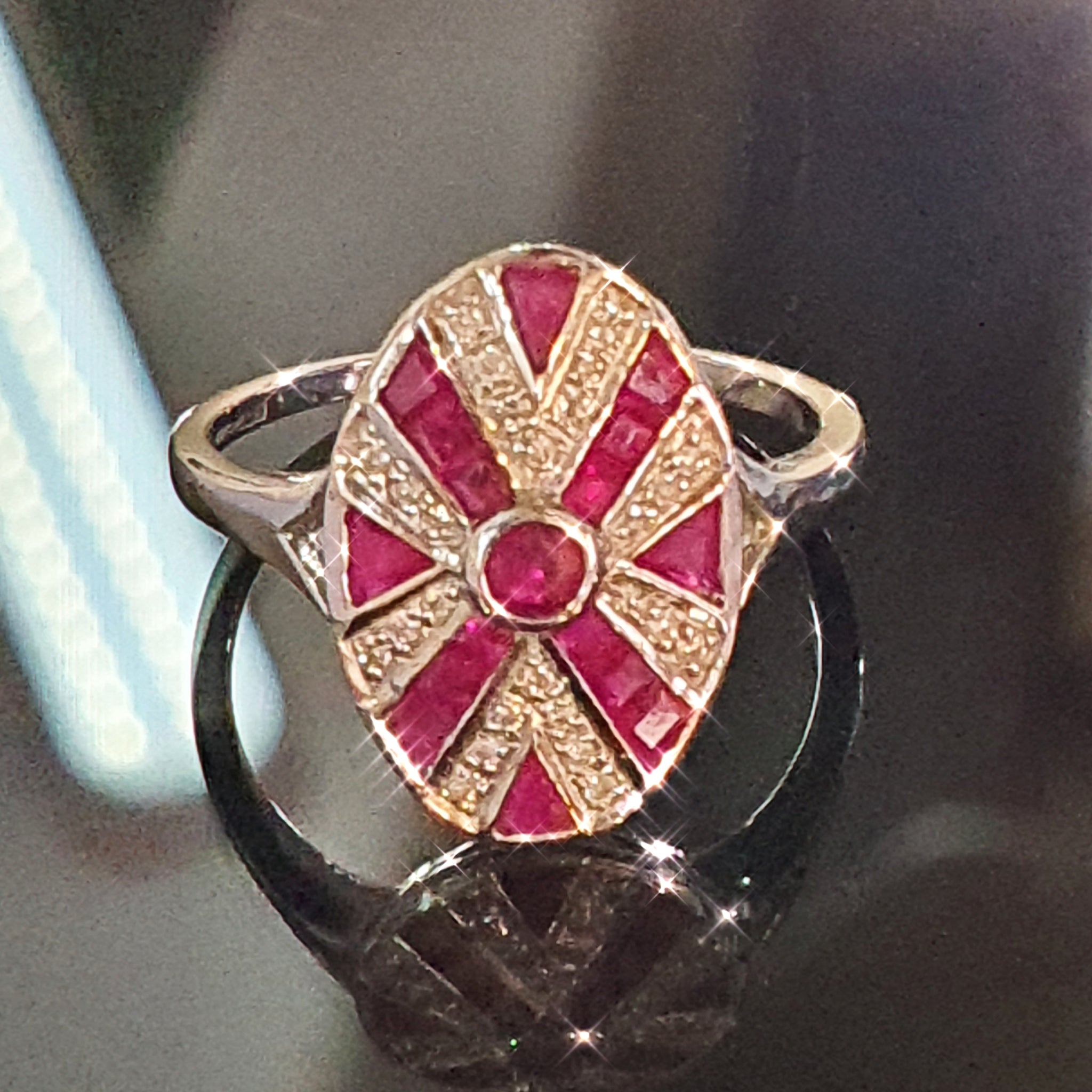 Ruby and Diamond Ring on 9ct White Gold