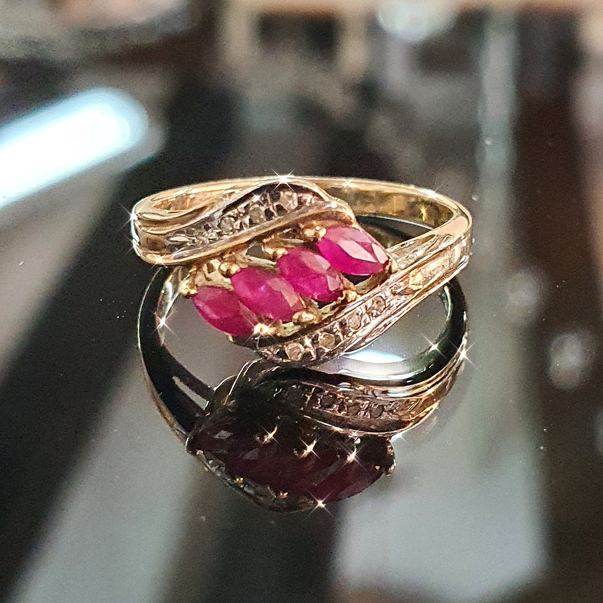 Ruby and Diamond Ring on 9ct Yellow Gold