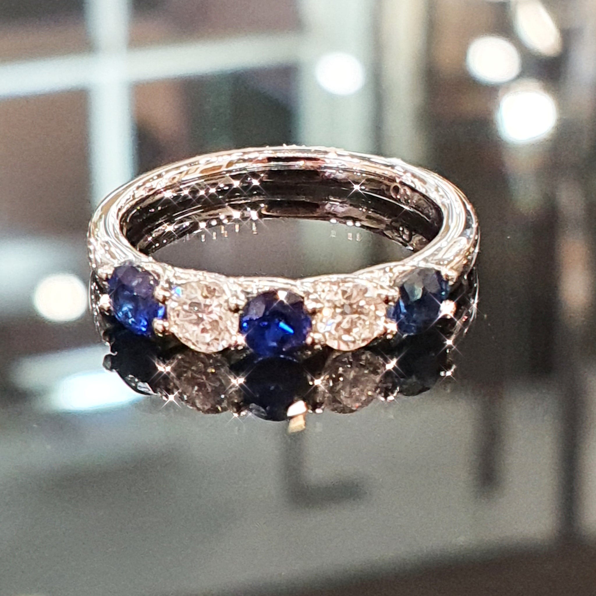 Sapphire and Diamond Ring set in 18ct White Gold