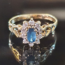 Topaz and CZ Ring set in 9ct Yellow Gold
