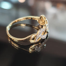 Diamond and 9ct Yellow Gold Twist Ring